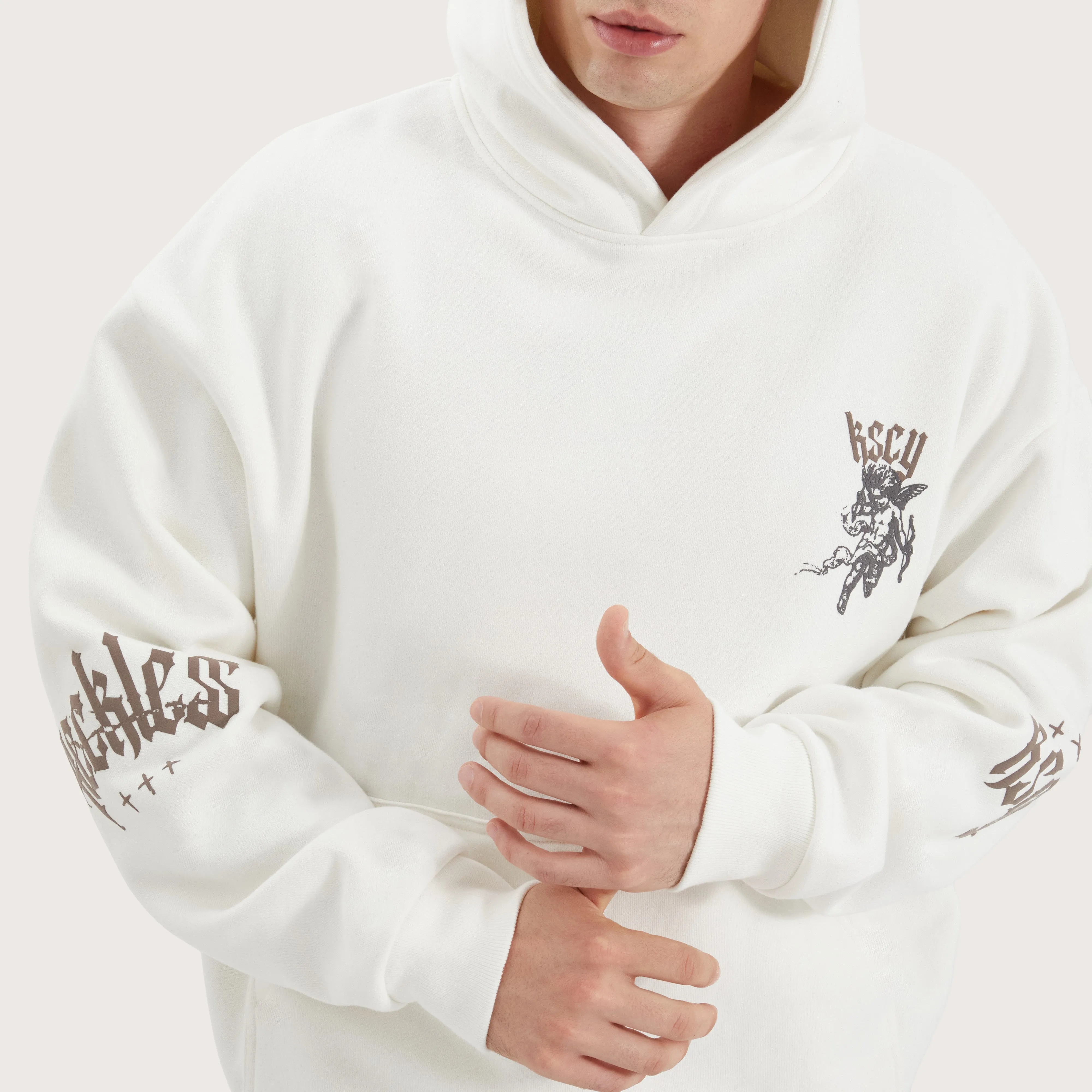 Shield Oversized Hoodie Natural White