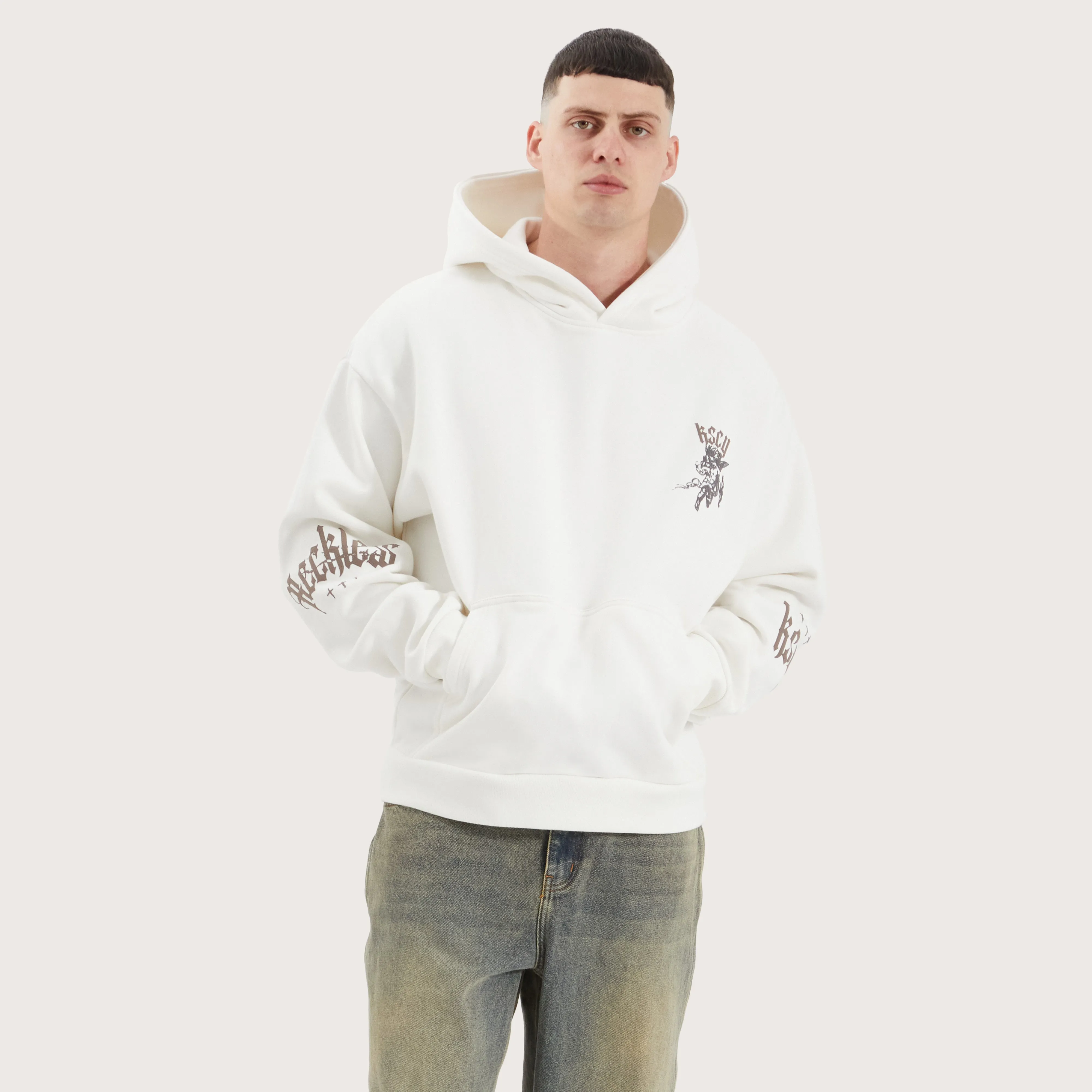 Shield Oversized Hoodie Natural White
