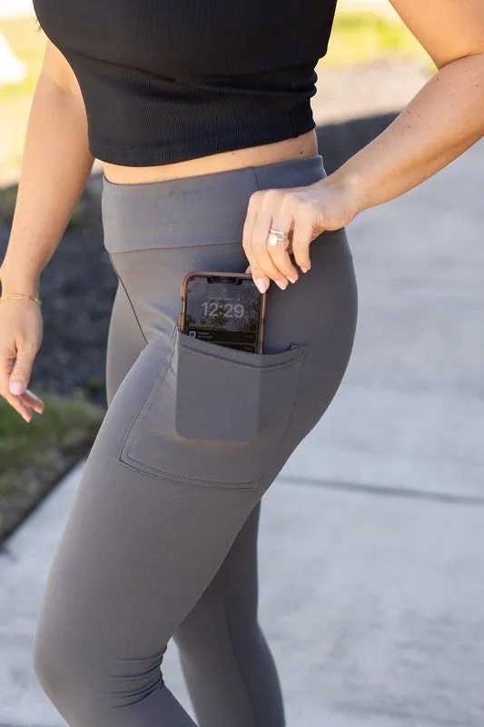 SleekFit Charcoal Capri Leggings with Pockets