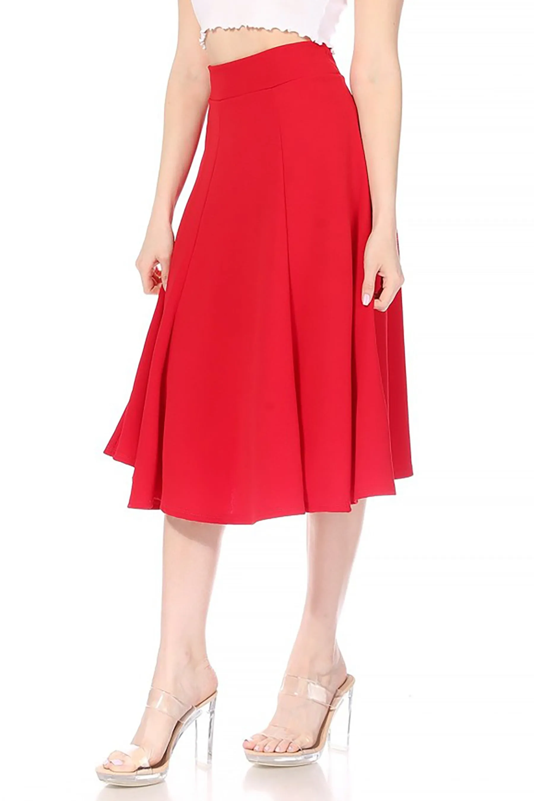 Solid Flared Lightweight Elastic Long Midi A-Line Skirt S834 $10Each