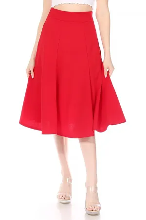 Solid Flared Lightweight Elastic Long Midi A-Line Skirt S834 $10Each