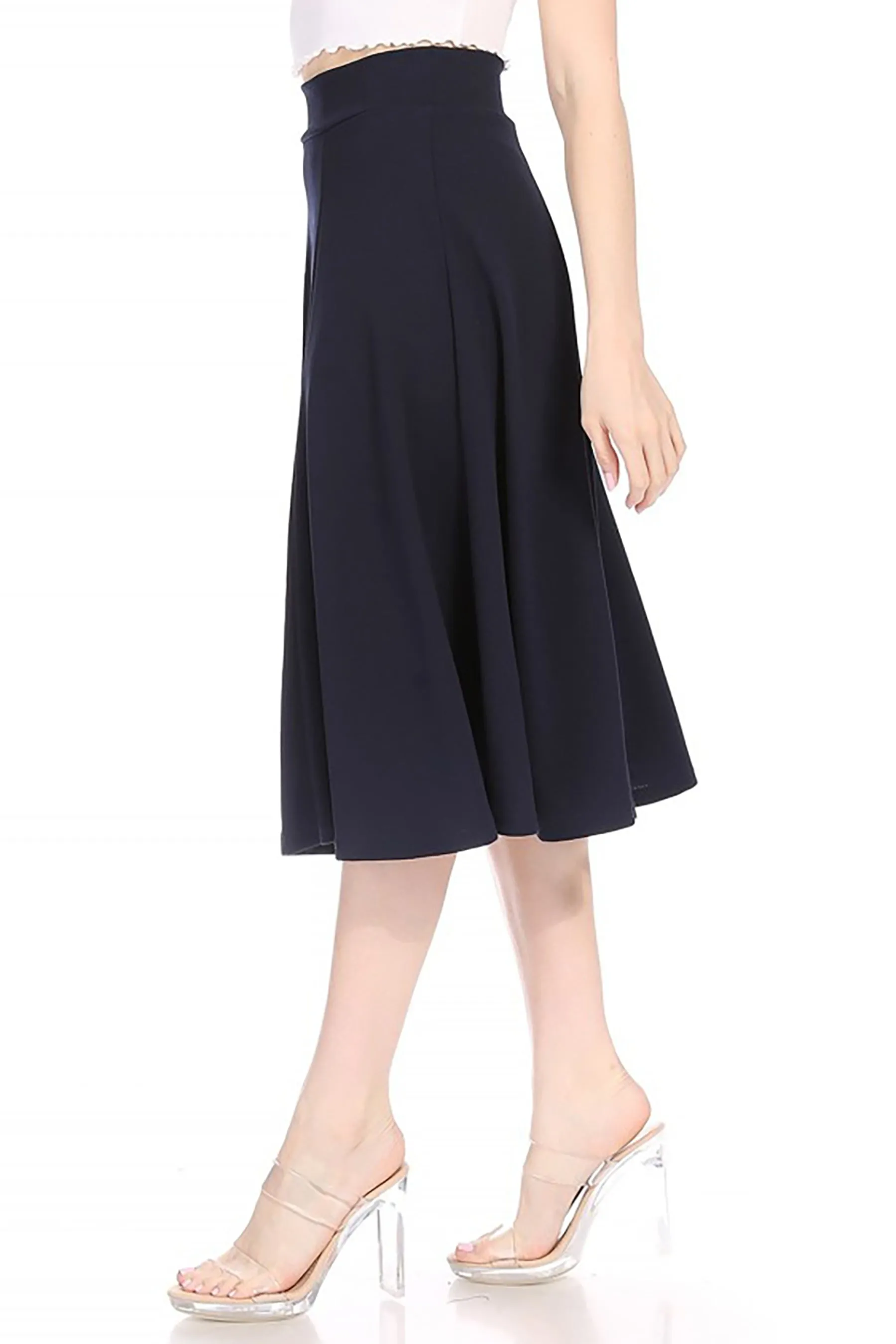 Solid Flared Lightweight Elastic Long Midi A-Line Skirt S834 $10Each
