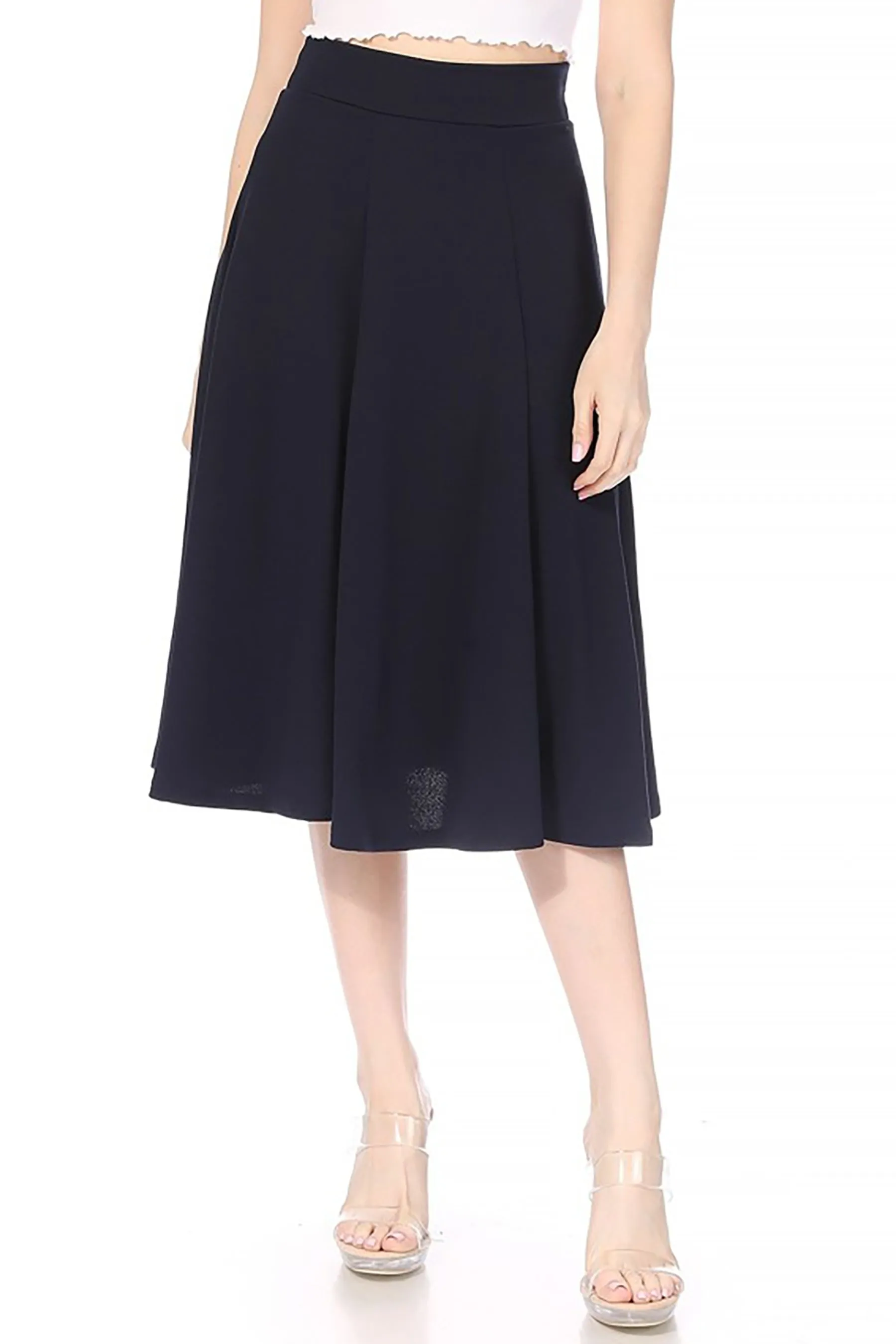 Solid Flared Lightweight Elastic Long Midi A-Line Skirt S834 $10Each