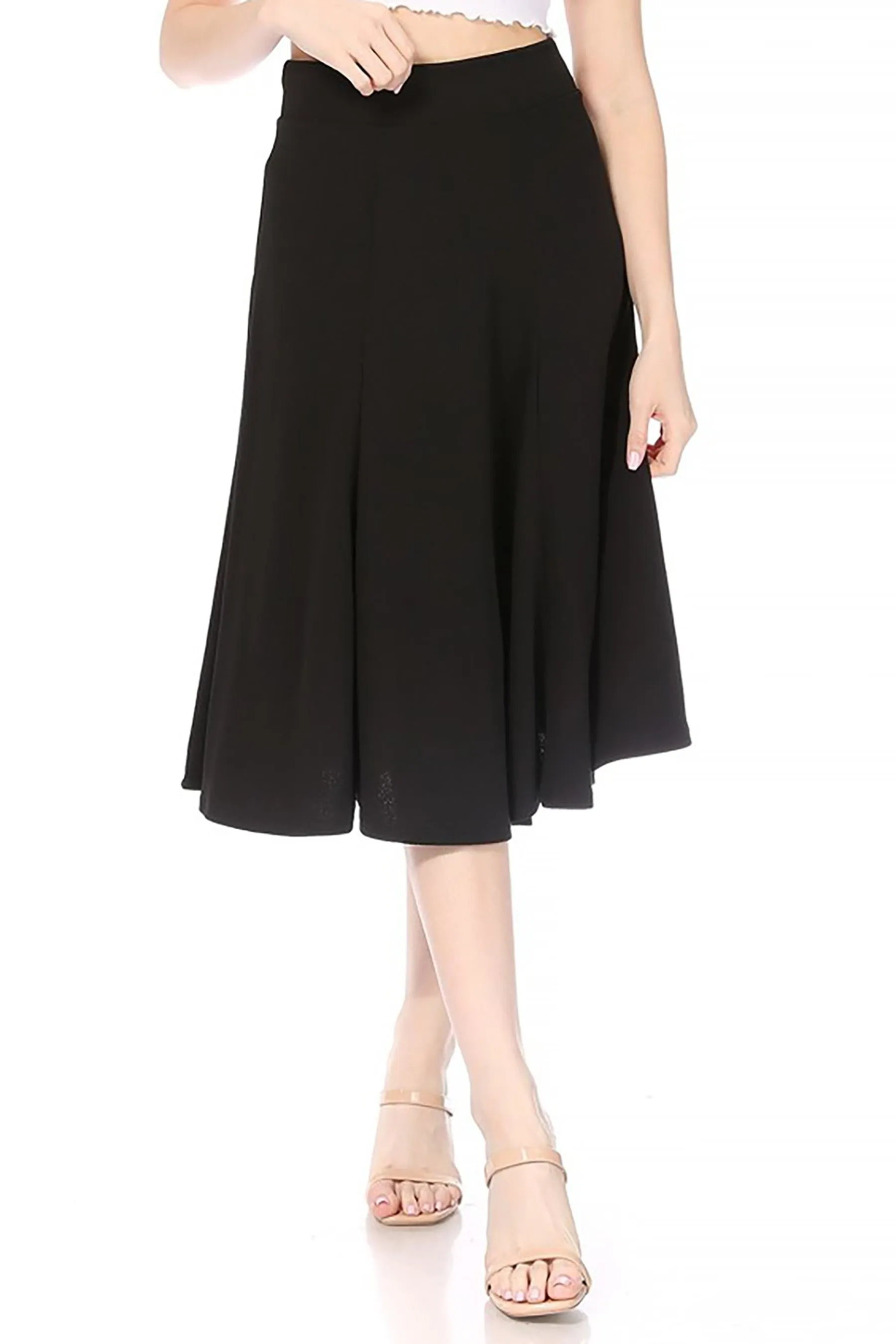 Solid Flared Lightweight Elastic Long Midi A-Line Skirt S834 $10Each