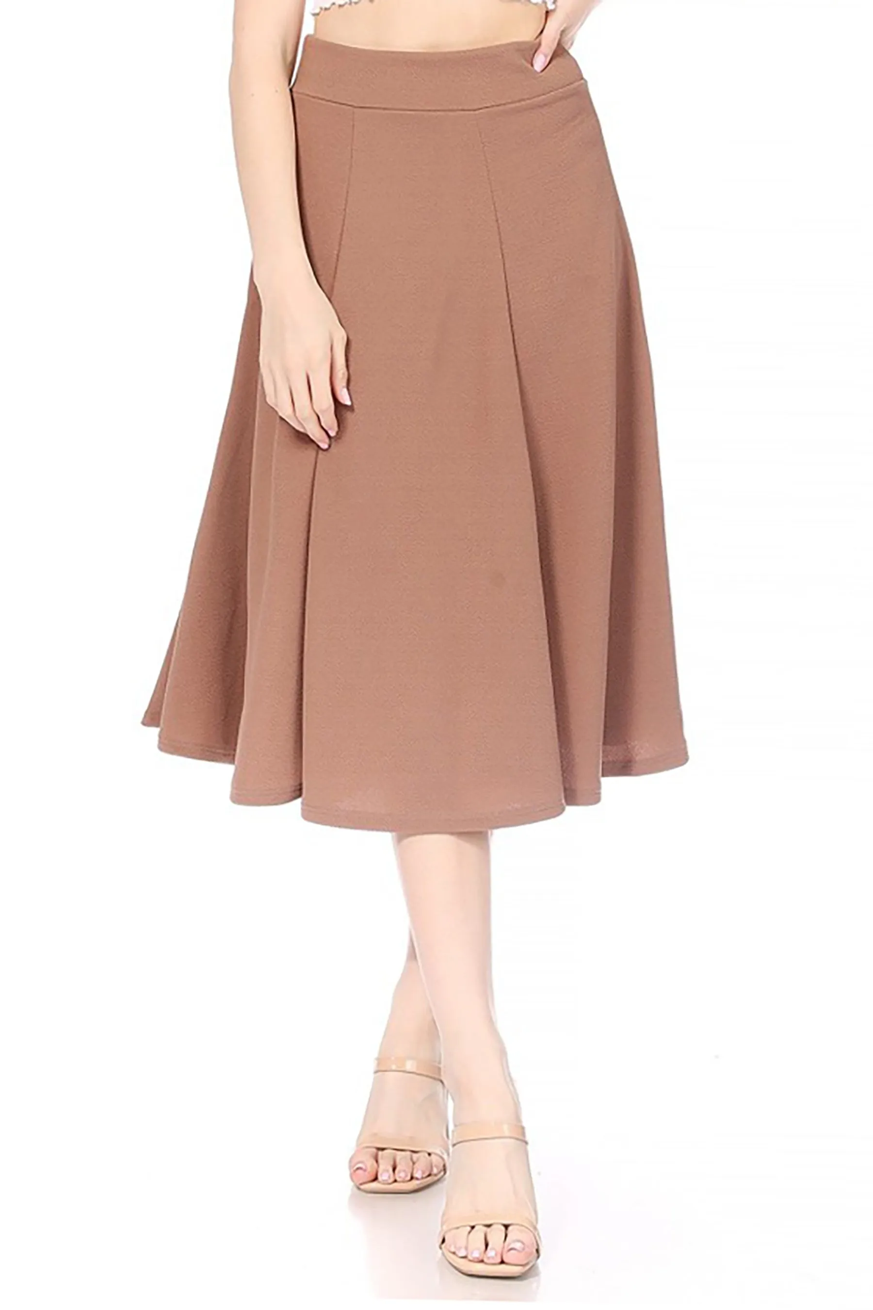 Solid Flared Lightweight Elastic Long Midi A-Line Skirt S834 $10Each