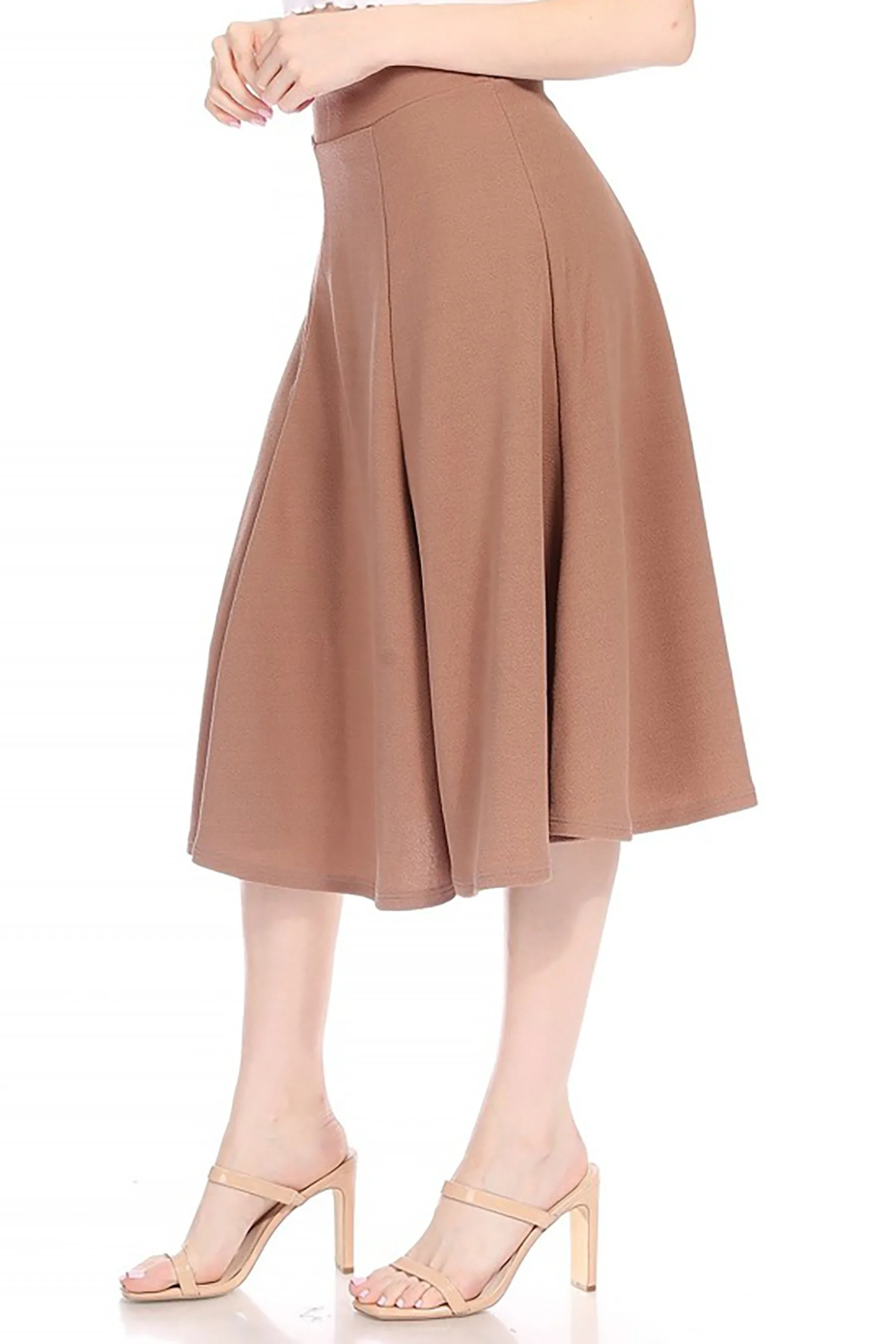 Solid Flared Lightweight Elastic Long Midi A-Line Skirt S834 $10Each