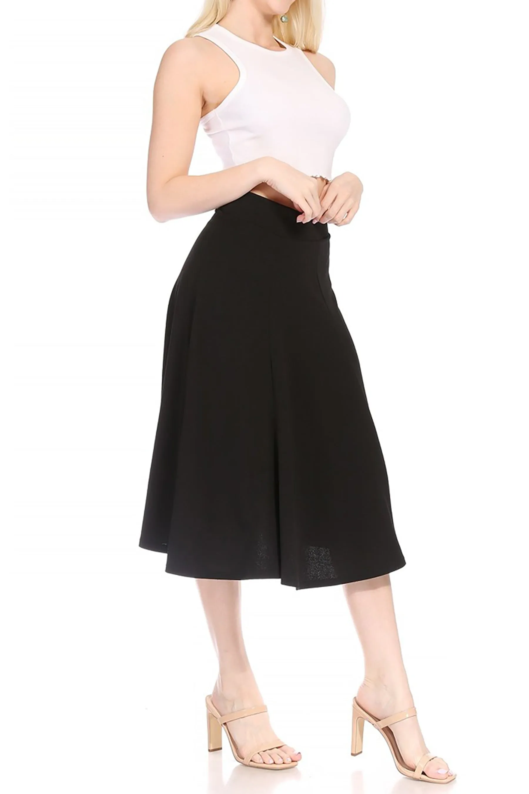 Solid Flared Lightweight Elastic Long Midi A-Line Skirt S834 $10Each