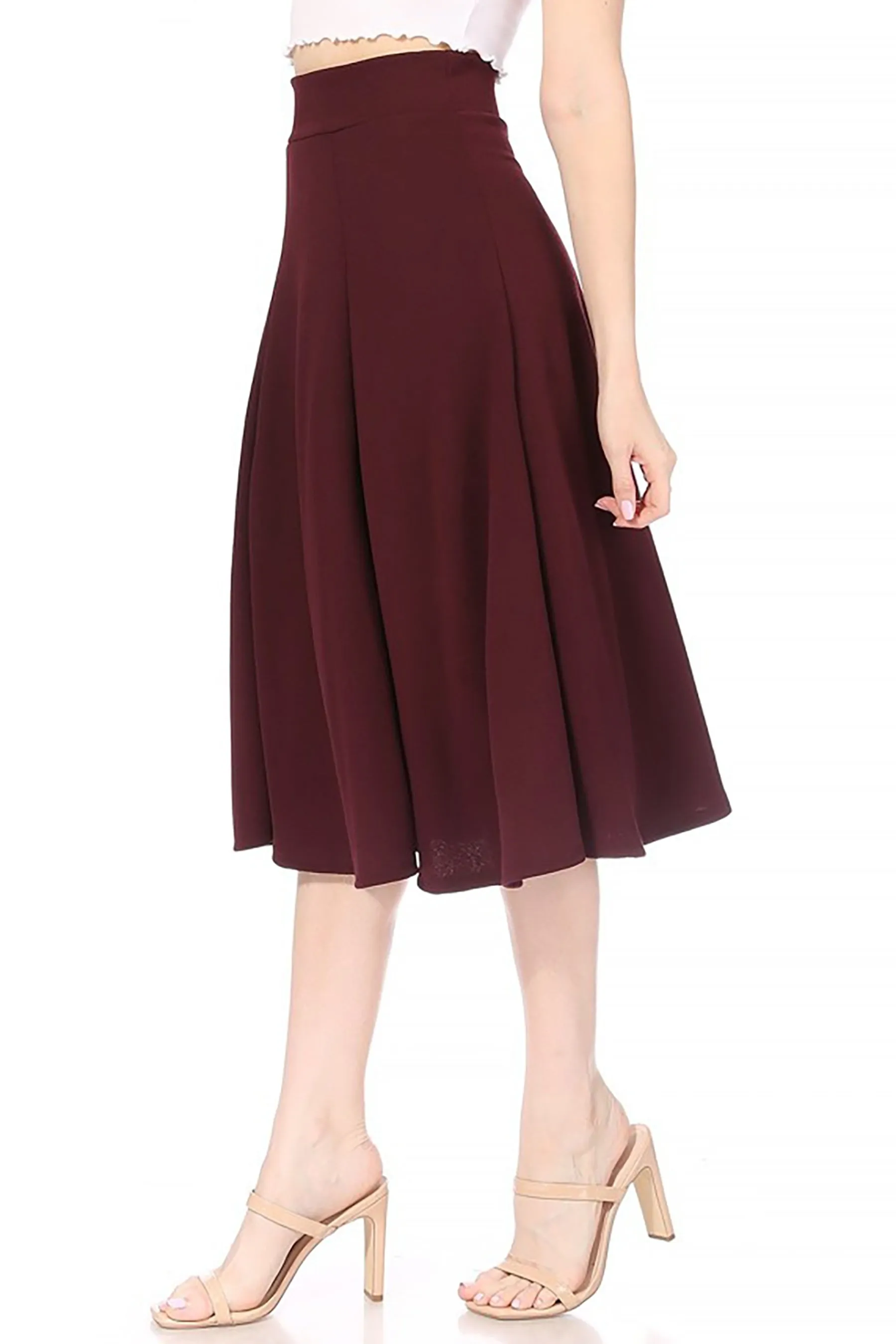 Solid Flared Lightweight Elastic Long Midi A-Line Skirt S834 $10Each