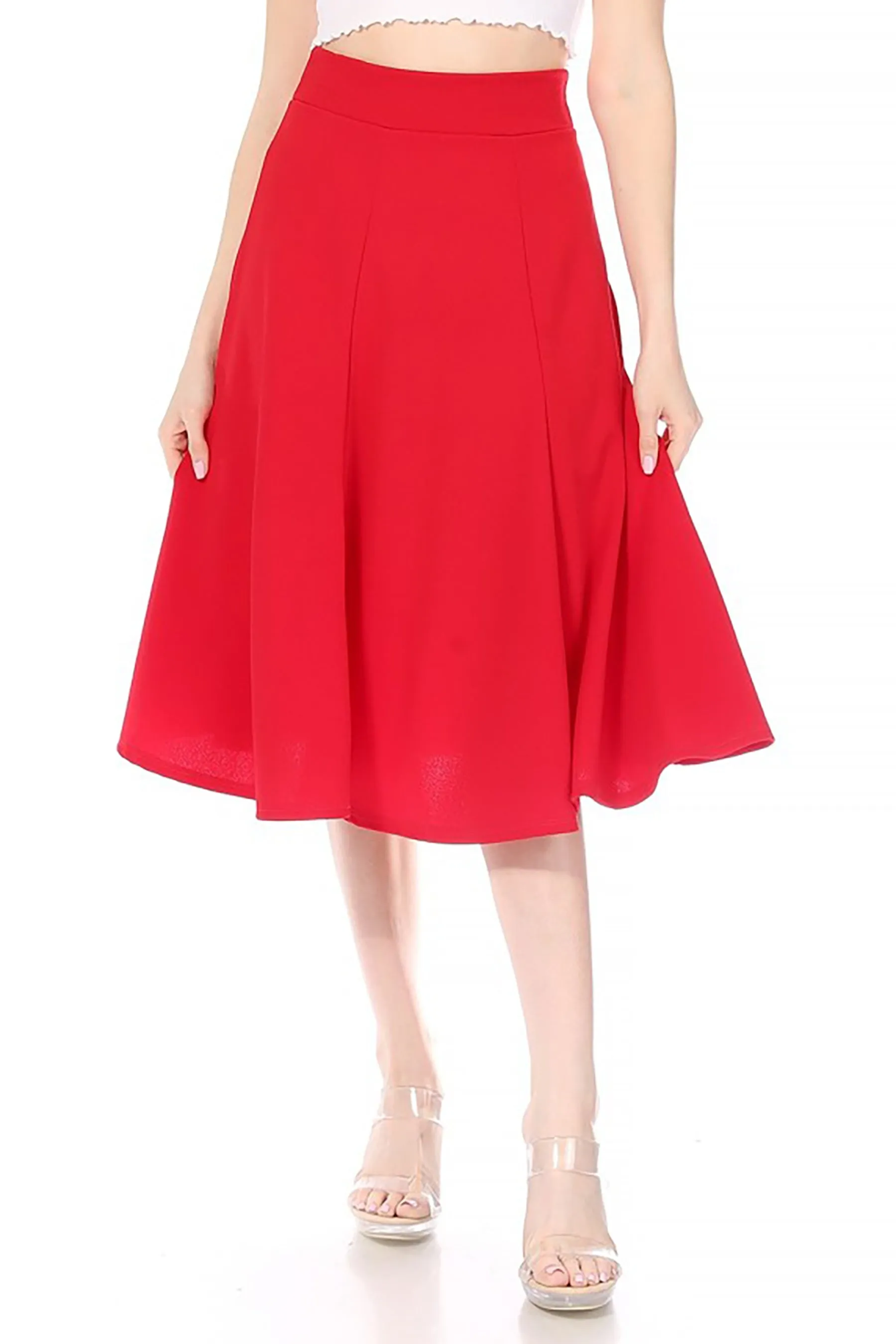 Solid Flared Lightweight Elastic Long Midi A-Line Skirt S834 $10Each