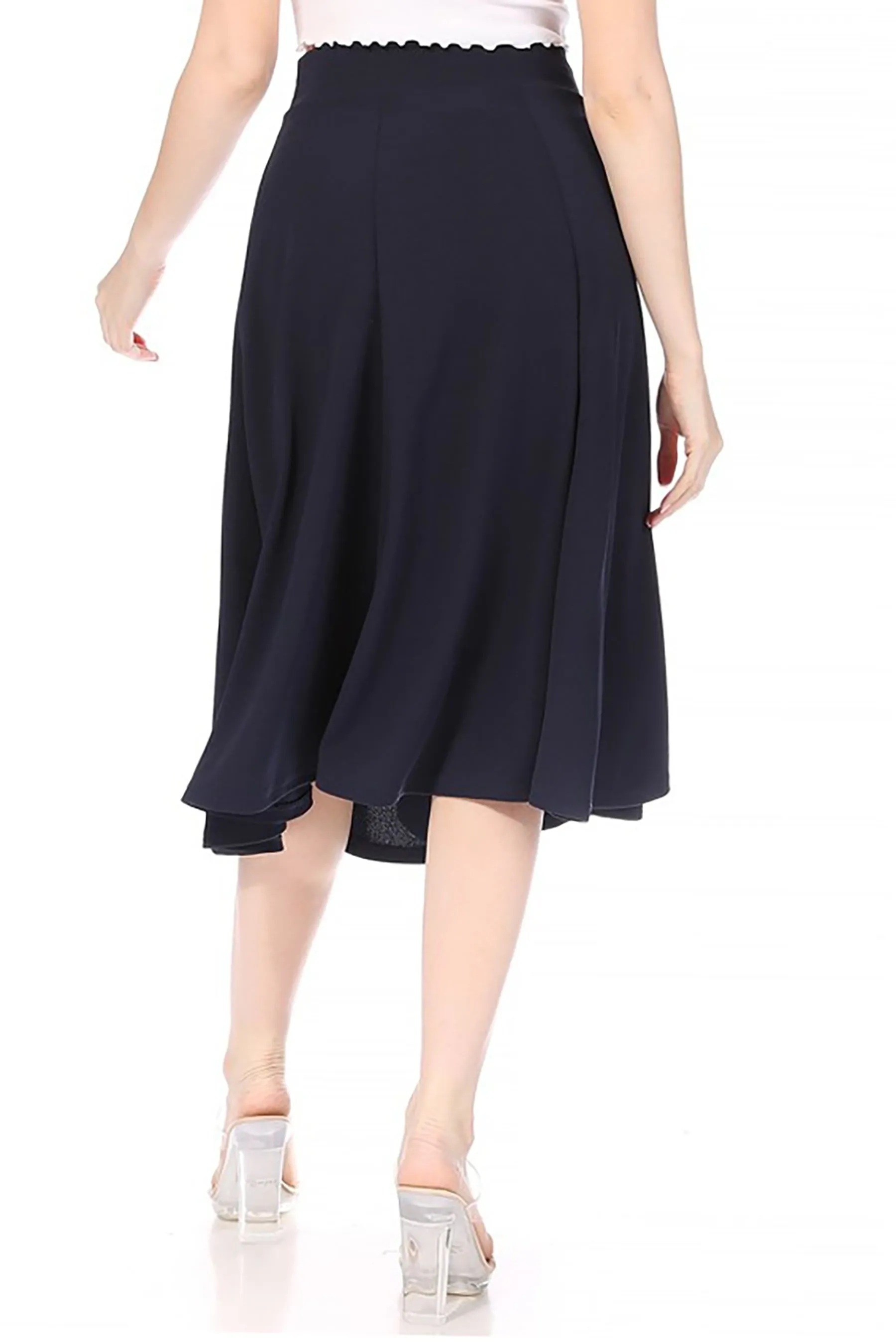 Solid Flared Lightweight Elastic Long Midi A-Line Skirt S834 $10Each