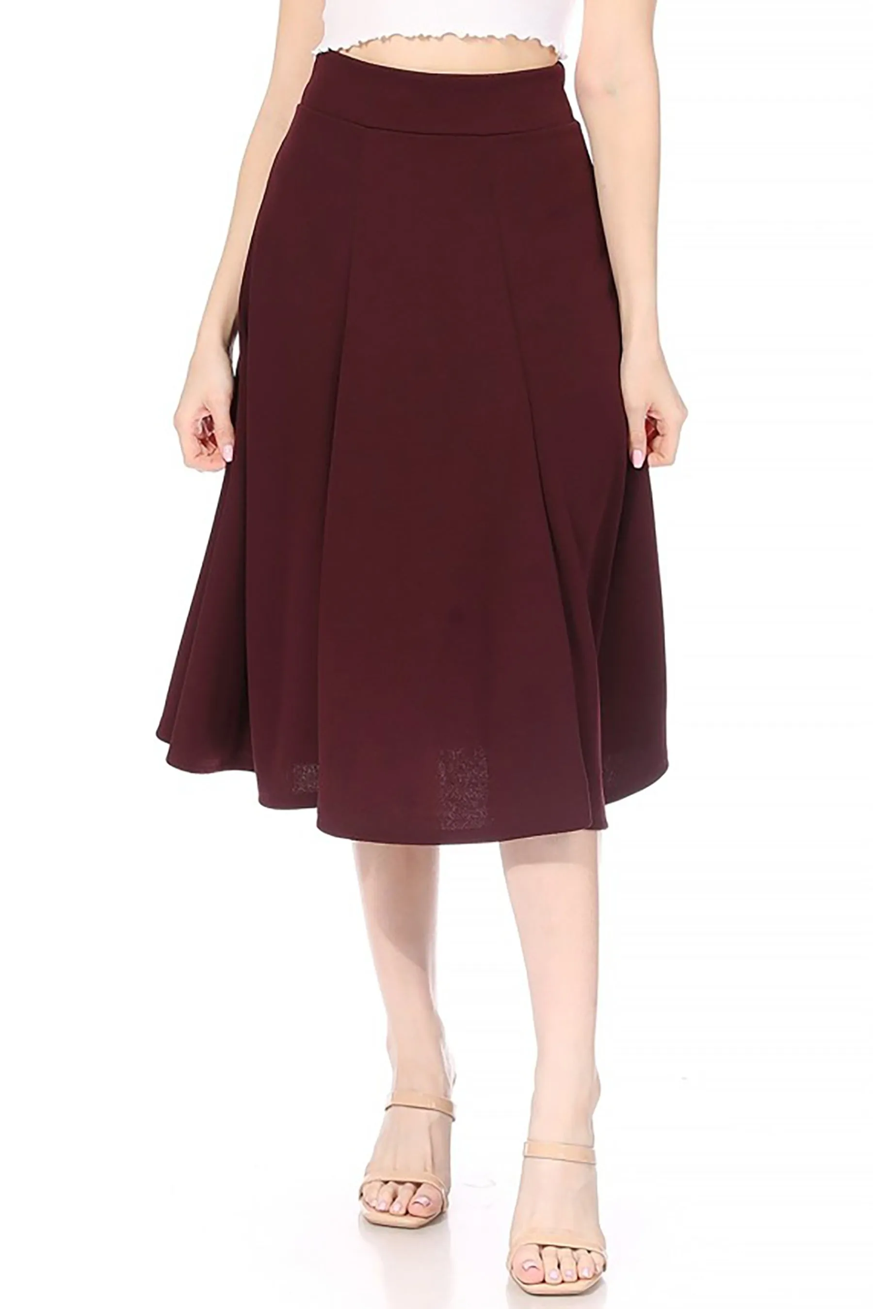 Solid Flared Lightweight Elastic Long Midi A-Line Skirt S834 $10Each