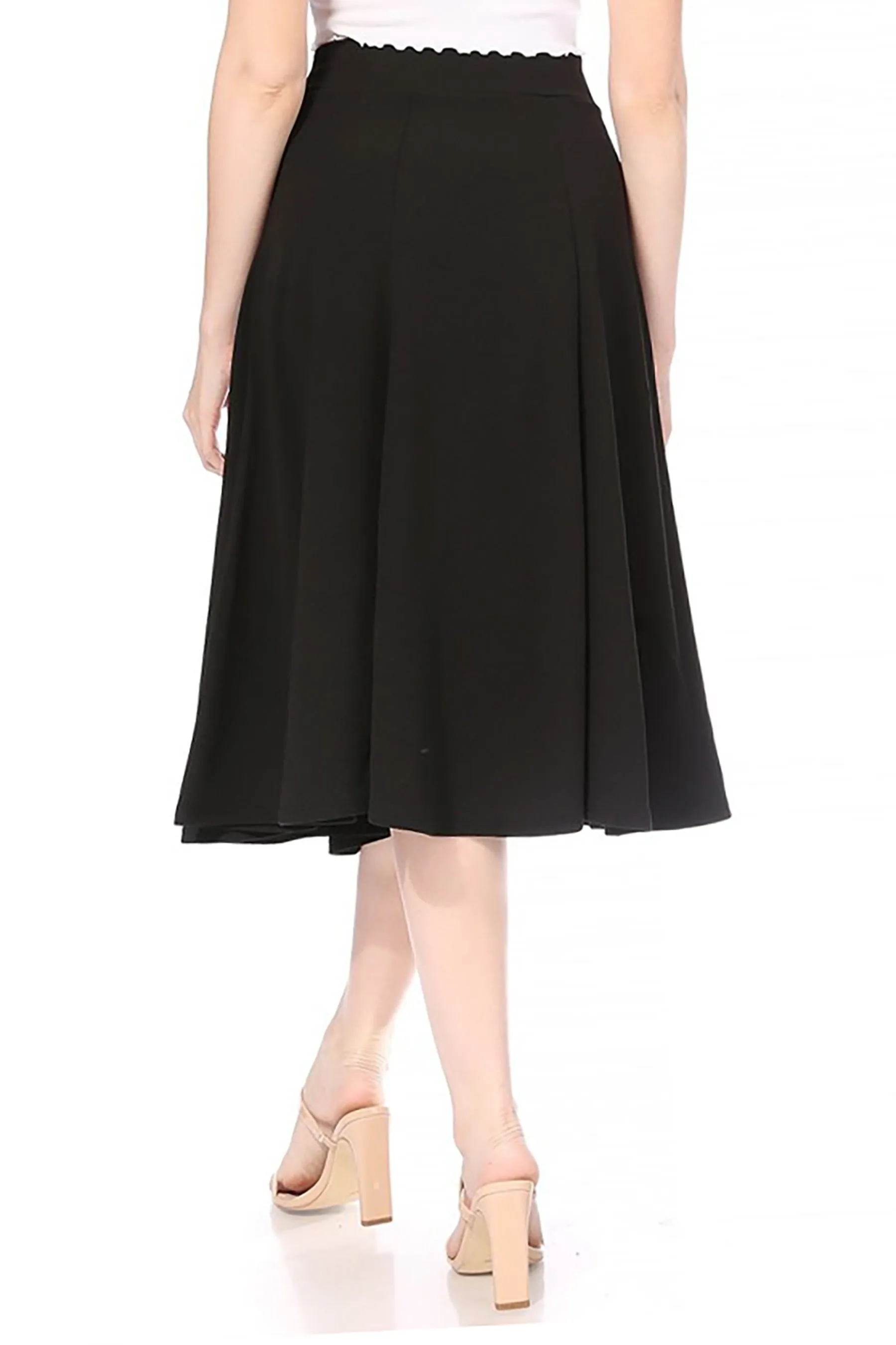 Solid Flared Lightweight Elastic Long Midi A-Line Skirt S834 $10Each