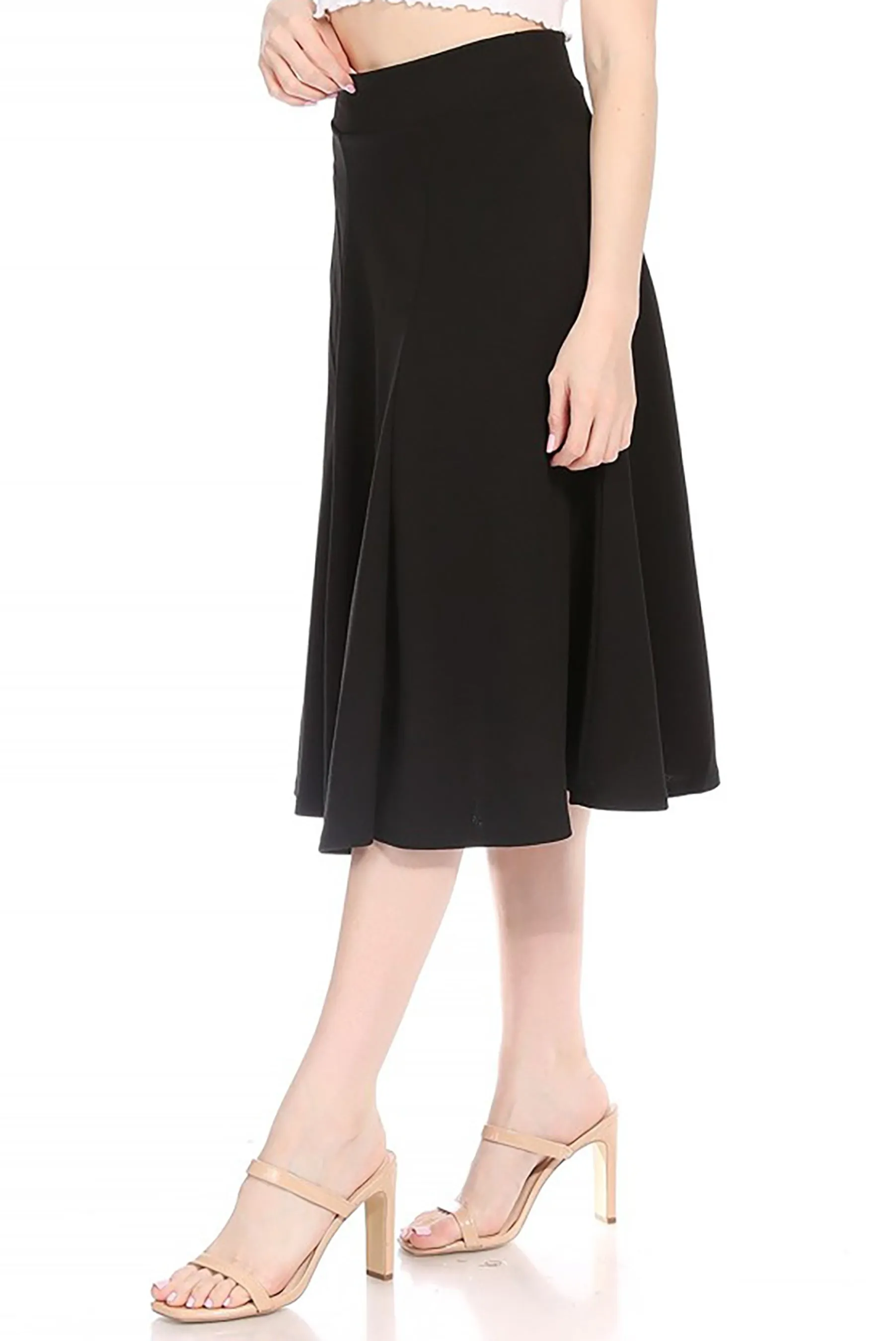 Solid Flared Lightweight Elastic Long Midi A-Line Skirt S834 $10Each