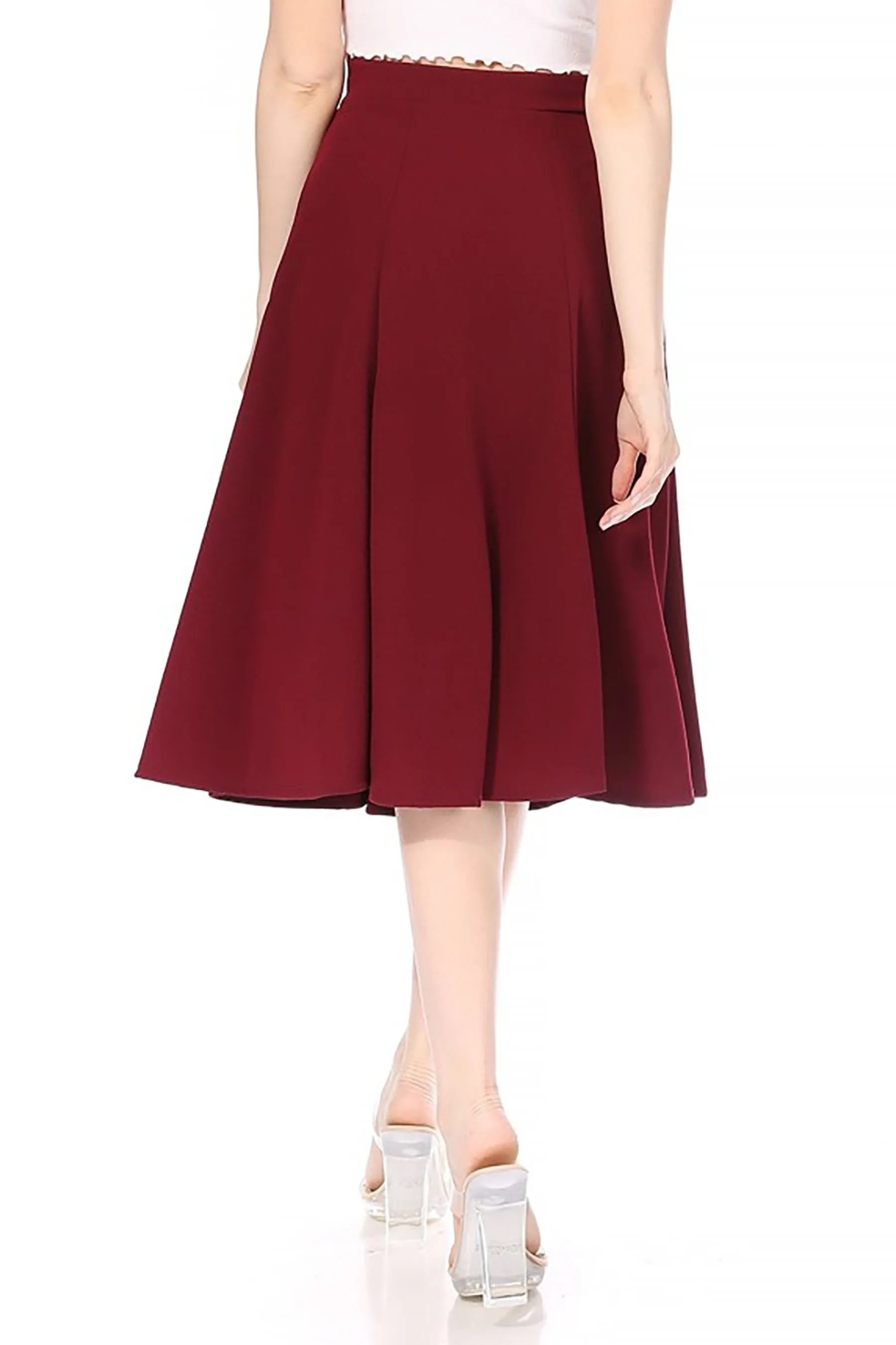 Solid Flared Lightweight Elastic Long Midi A-Line Skirt S834 $10Each