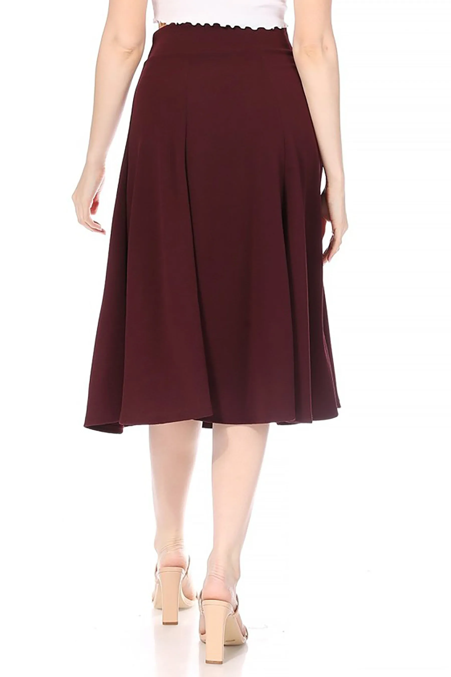 Solid Flared Lightweight Elastic Long Midi A-Line Skirt S834 $10Each