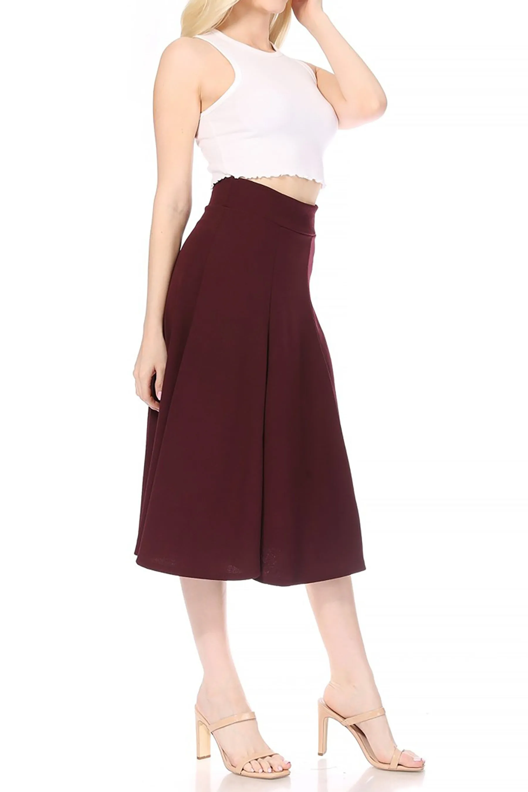 Solid Flared Lightweight Elastic Long Midi A-Line Skirt S834 $10Each