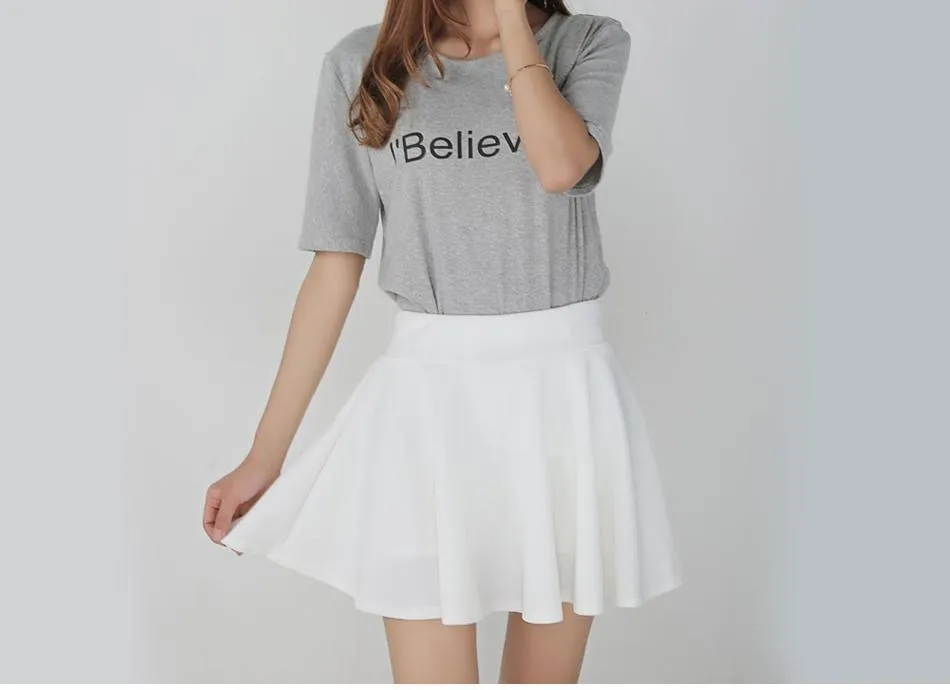 Solid Pleated Mini Skirt