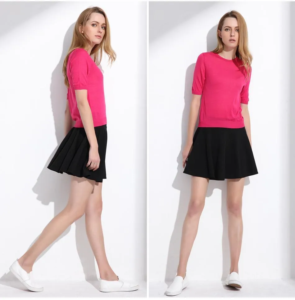 Solid Pleated Mini Skirt