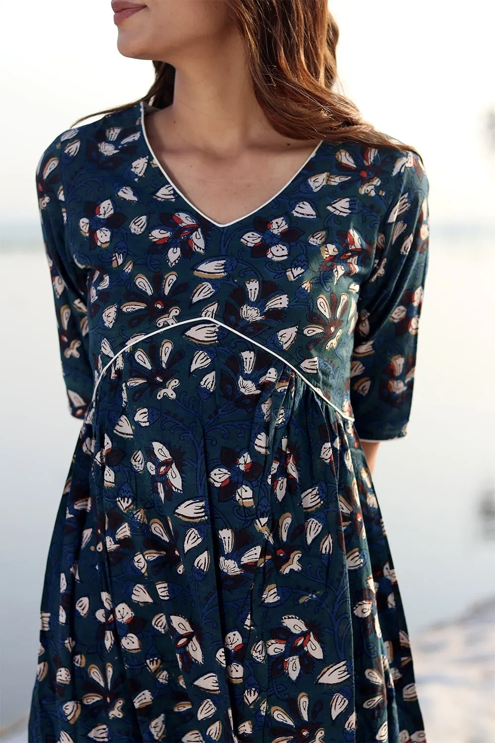SootiSyahi 'Indigo Era' Block Printed Cotton Dress