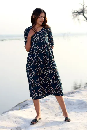 SootiSyahi 'Indigo Era' Block Printed Cotton Dress