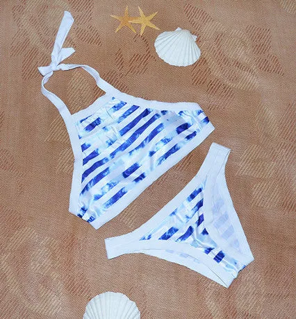 Summer styles Triangle Sexy halter High neck Bikinis set plus size Swimwears Women push up crop top Swimsuit bathing suit