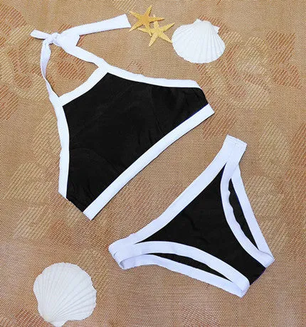 Summer styles Triangle Sexy halter High neck Bikinis set plus size Swimwears Women push up crop top Swimsuit bathing suit