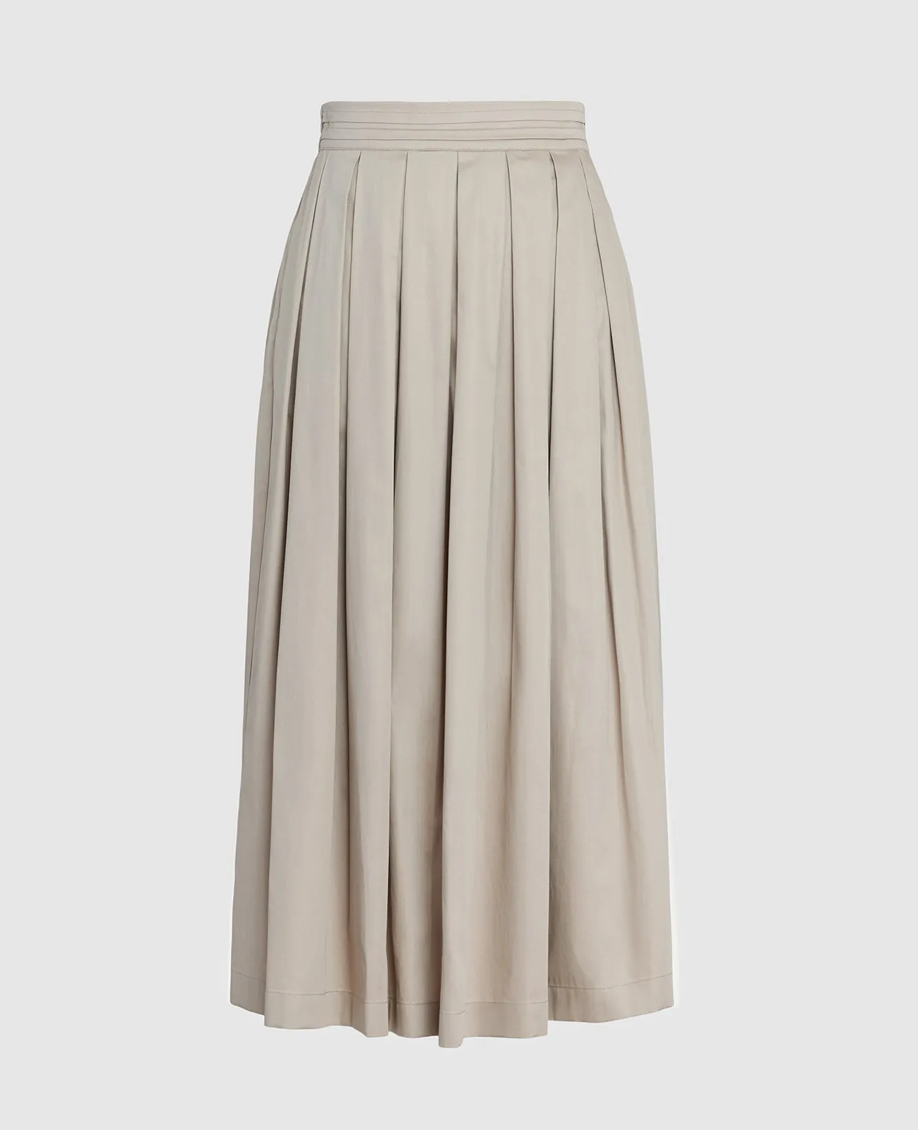 Supima Poplin Pleated Midi Skirt