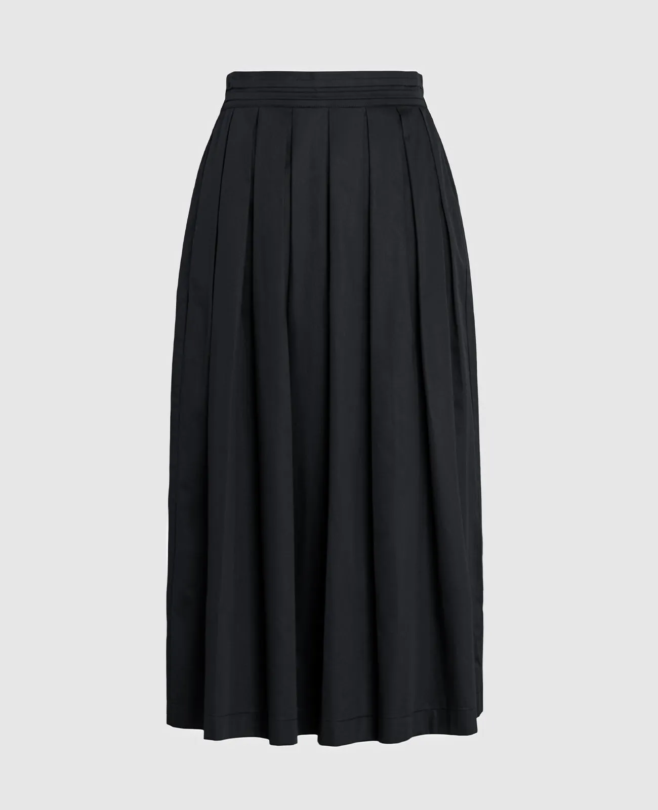 Supima Poplin Pleated Midi Skirt