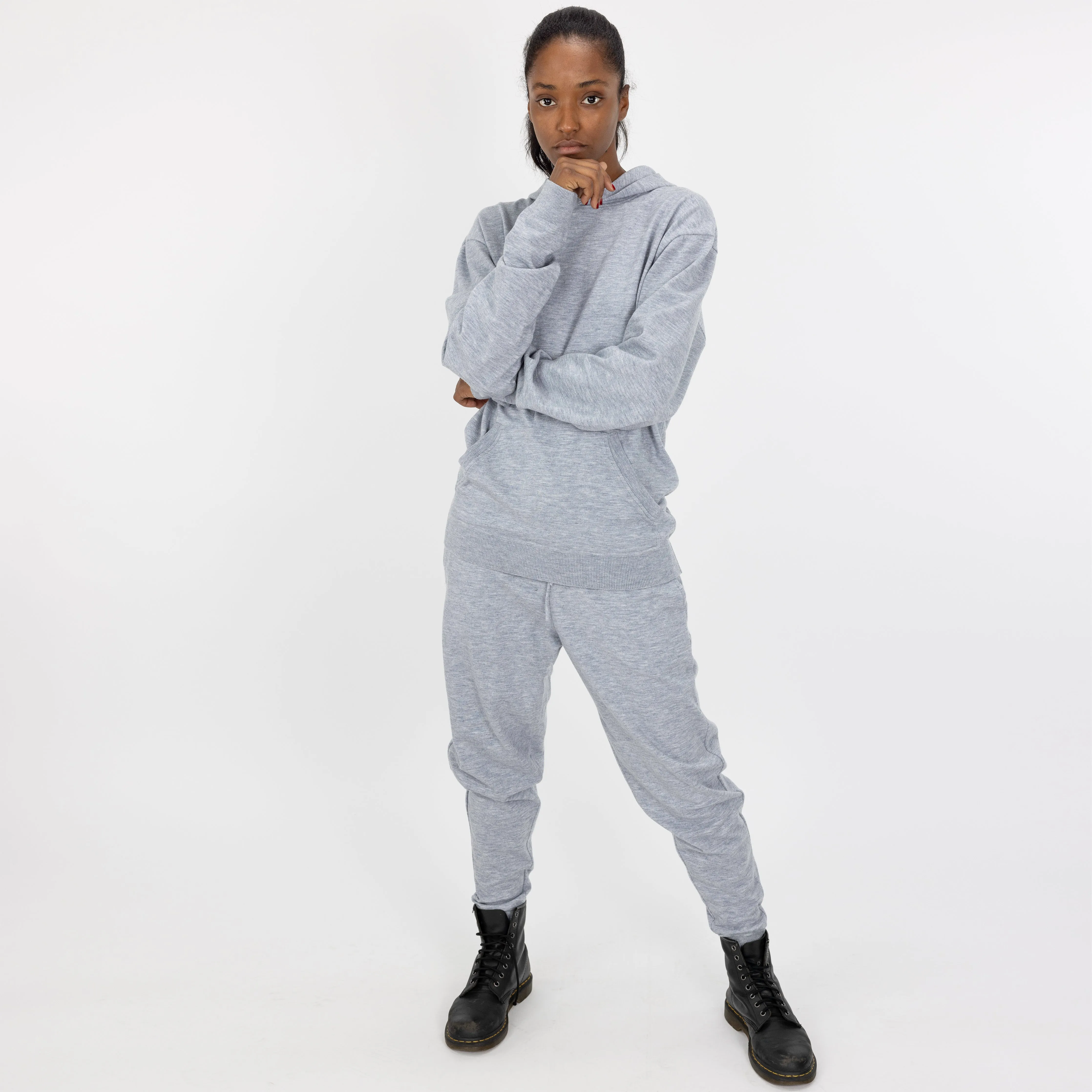 Sweater Knit Jogger - Heather Blue