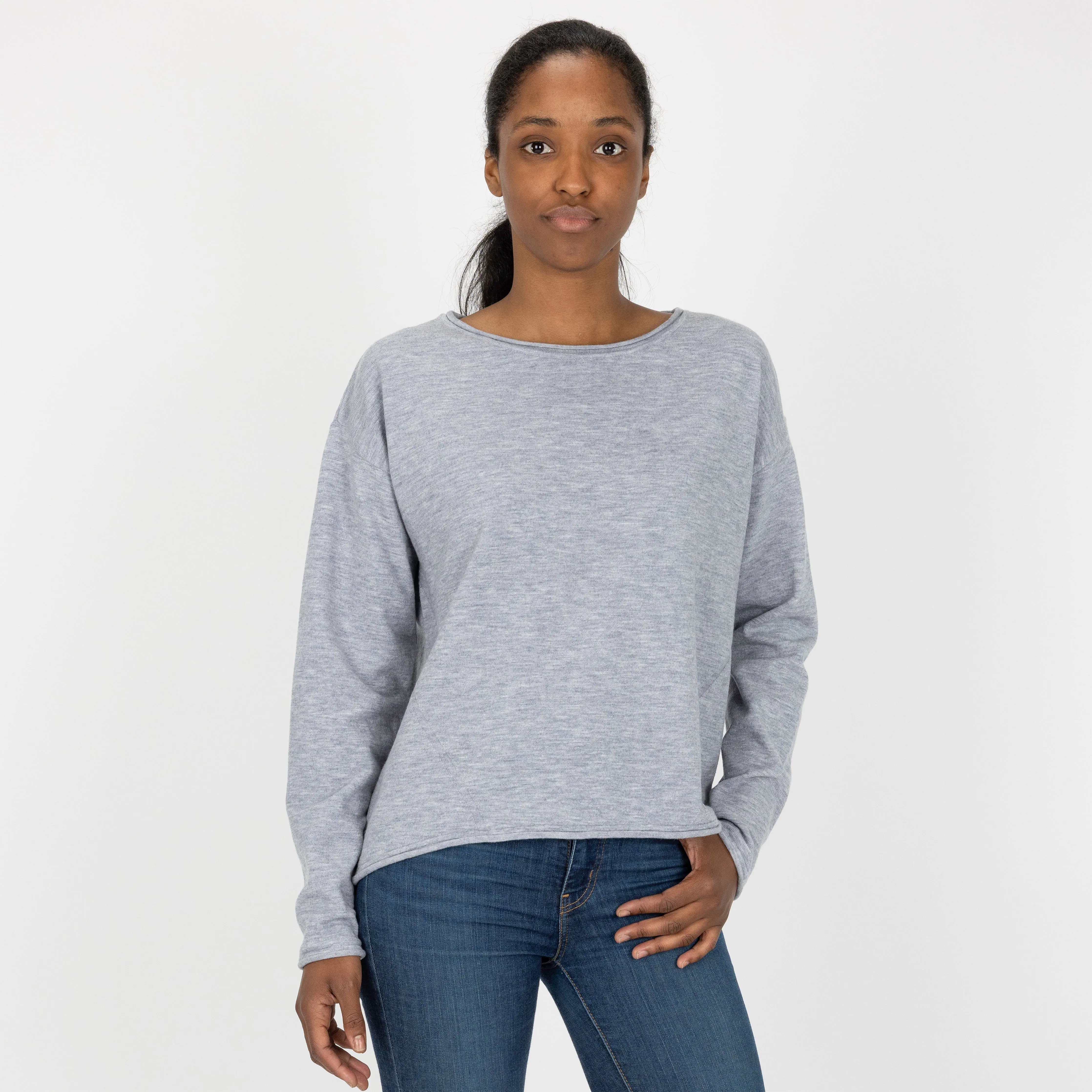 Sweater Knit Pullover - Heather Blue