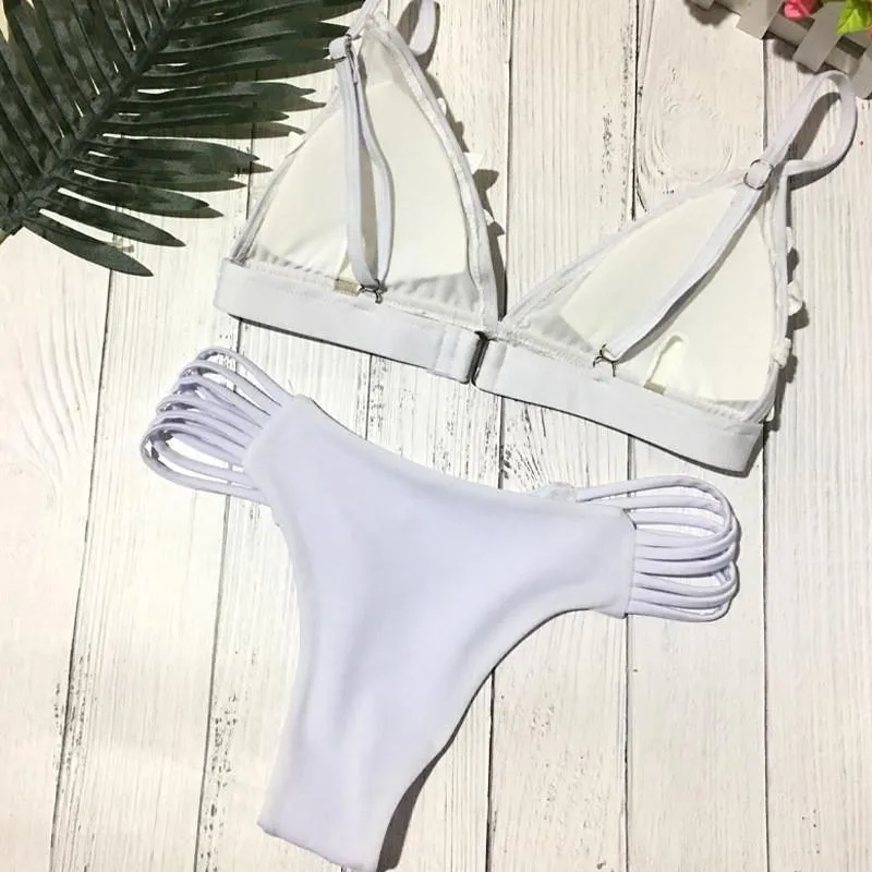 SwimSuit Summer Flower Swimwear Bandage Low Waist Bikini B004