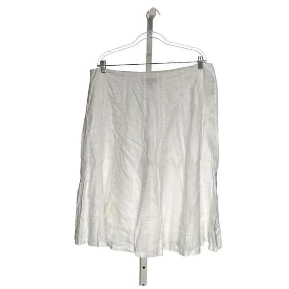 Sz 16 LAUREN RALPH LAUREN 100% Linen A-Line Flared Zippered Midi Skirt