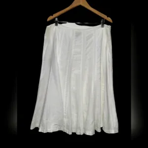 Sz 16 LAUREN RALPH LAUREN 100% Linen A-Line Flared Zippered Midi Skirt