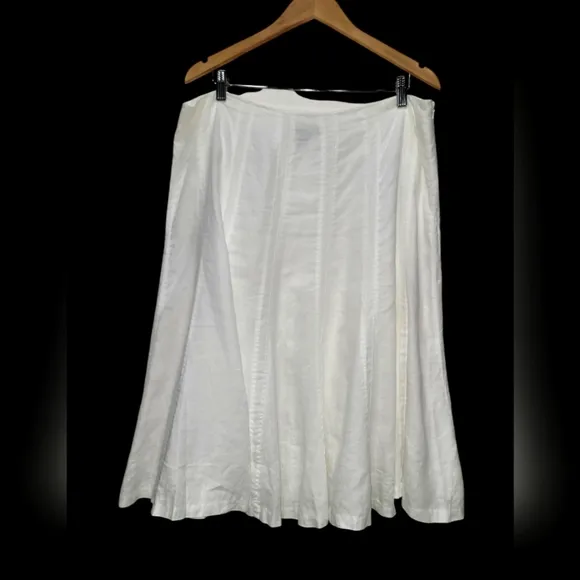 Sz 16 LAUREN RALPH LAUREN 100% Linen A-Line Flared Zippered Midi Skirt