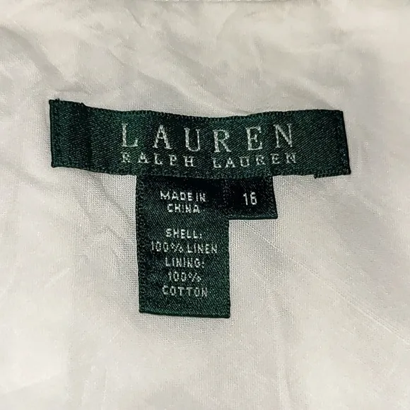 Sz 16 LAUREN RALPH LAUREN 100% Linen A-Line Flared Zippered Midi Skirt