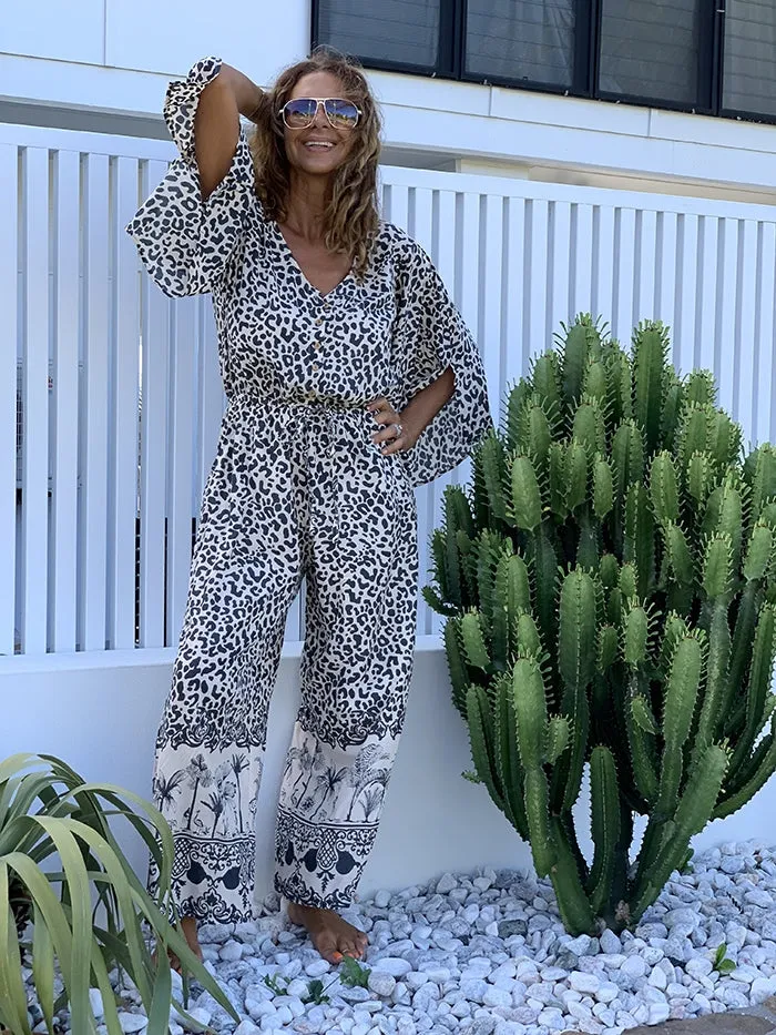 Tahitian Pantsuit - Polynesian Print