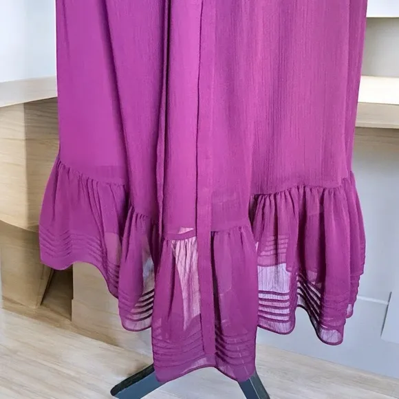 Talbot's NWT size 20 lined Fit &amp; Flare midi Dress in eggplant. 3/4 sheer sleeve.