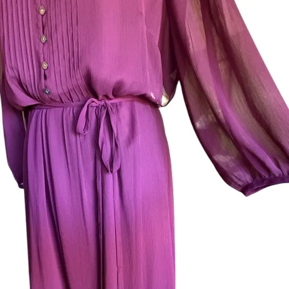Talbot's NWT size 20 lined Fit &amp; Flare midi Dress in eggplant. 3/4 sheer sleeve.