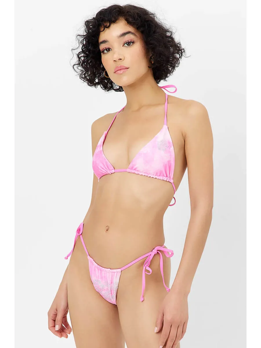 Tia Terry Bottom In Distorted Pink Tie Dye