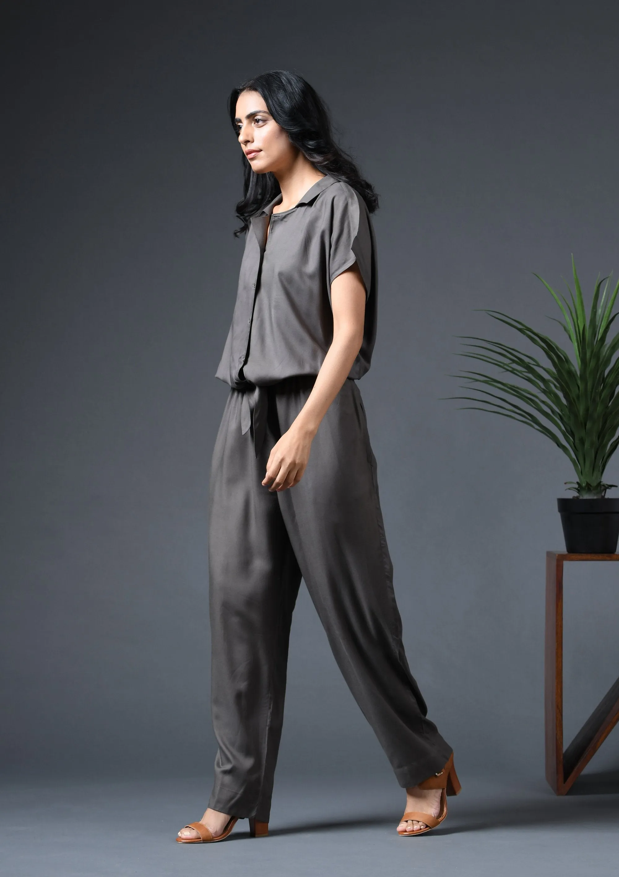 TIE BELT JUMPSUIT