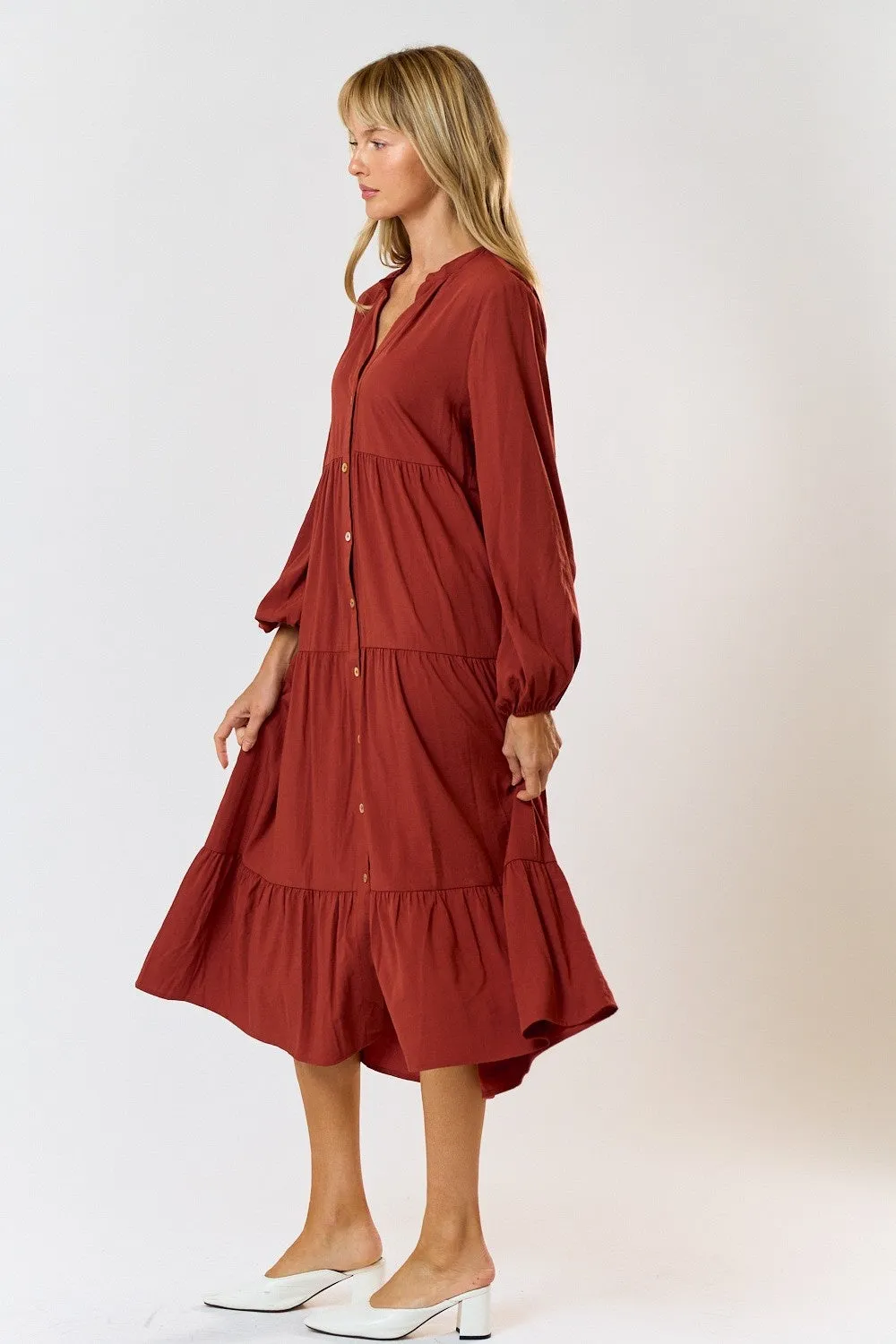 Tiered Long Sleeve Maxi Dress
