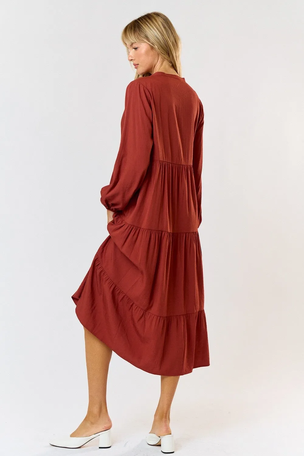 Tiered Long Sleeve Maxi Dress