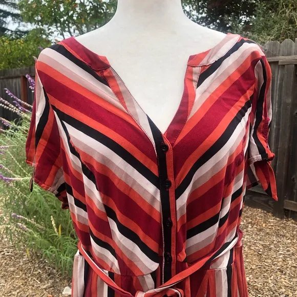 Torrid Red Stripes Challis Shirt Dress - Size 2X