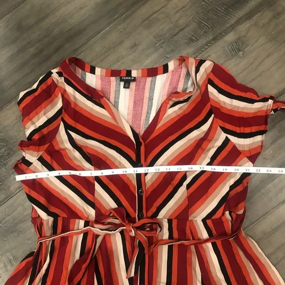 Torrid Red Stripes Challis Shirt Dress - Size 2X