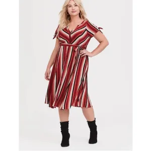 Torrid Red Stripes Challis Shirt Dress - Size 2X