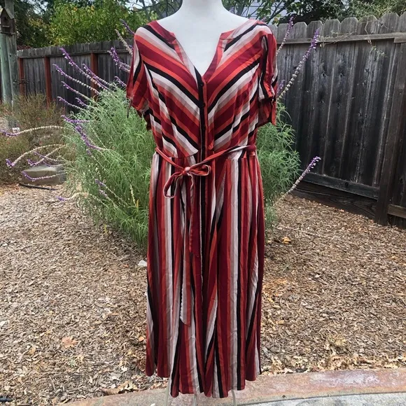 Torrid Red Stripes Challis Shirt Dress - Size 2X