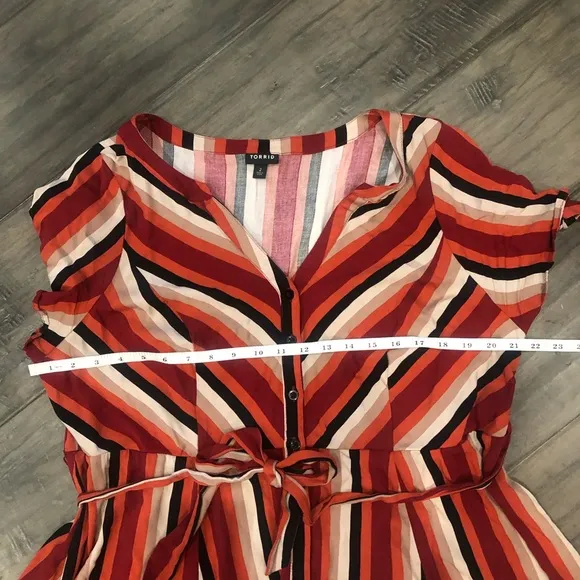 Torrid Red Stripes Challis Shirt Dress - Size 2X