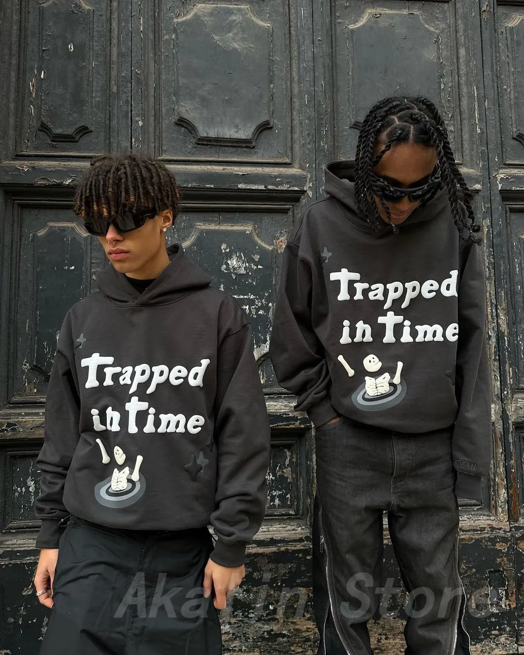 Trapped in Time Hoody - Print Hoodies Oversized Streetwear Men High Quality Cotton Liner Sweatshirt Top Y2k sweater jumper
