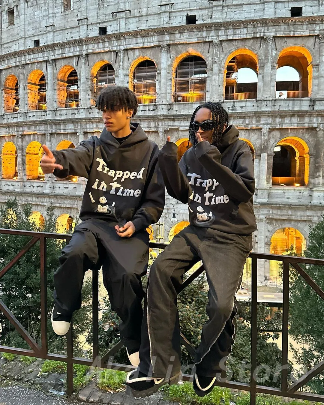 Trapped in Time Hoody - Print Hoodies Oversized Streetwear Men High Quality Cotton Liner Sweatshirt Top Y2k sweater jumper