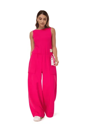 TRIBE OF 6 AUDREY ORGANIC COTTON  WIDE LEG JUMPSUIT WITH EMBROIDERED NECK